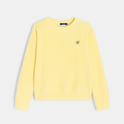 بلوفر مضلع مريح، أصفر اللون، للفتيات