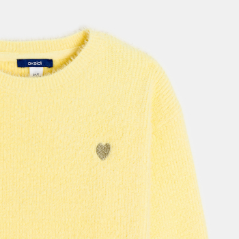 بلوفر مضلع مريح، أصفر اللون، للفتيات