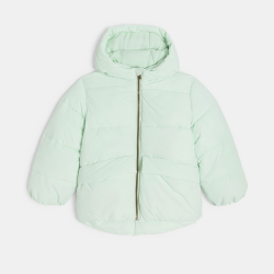 Doudoune doublée polaire à capuche vert pastel Fille