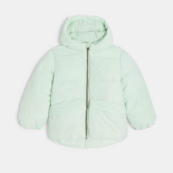 Doudoune doublée polaire à capuche vert pastel Fille
