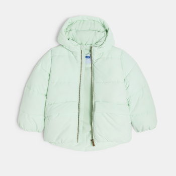 Doudoune doublée polaire à capuche vert pastel Fille