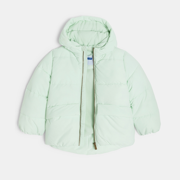 Doudoune doublée polaire à capuche vert pastel Fille Doudoune doublée polaire à capuche vert pastel Fille