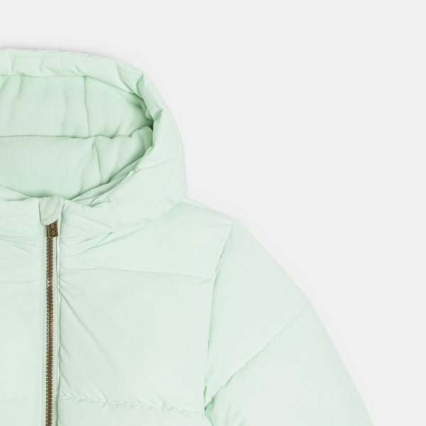 Doudoune doublée polaire à capuche vert pastel Fille Doudoune doublée polaire à capuche vert pastel Fille
