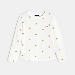 T-shirt manches longues petits cœurs Fille