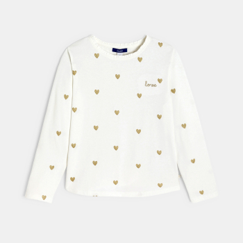 T-shirt manches longues petits cœurs Fille