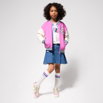 Jupe courte plissée en jean bleu Fille