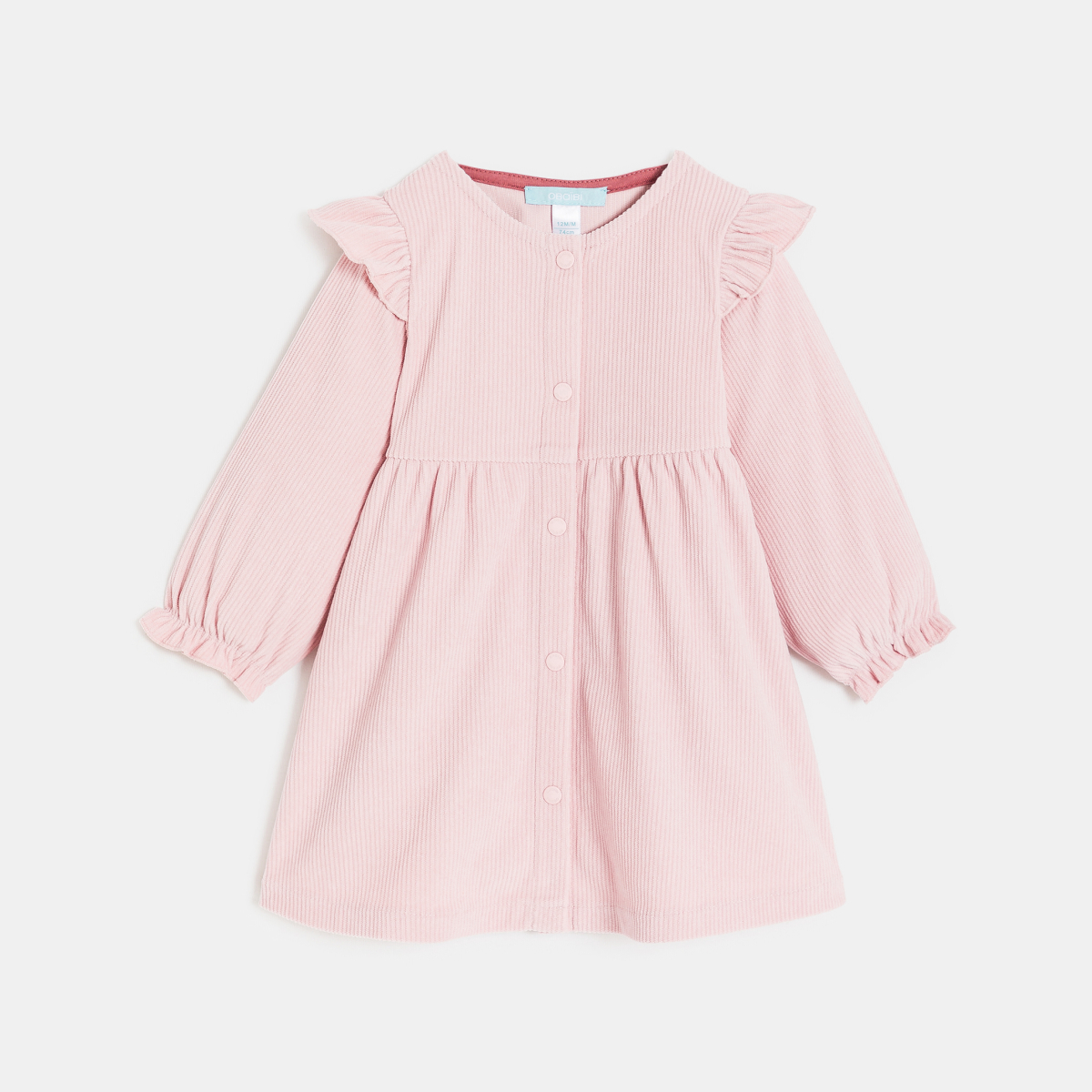 فستان من المخمل المُضلع، باللون الوري للفتيات الصغيرات فستان من المخمل المُضلع، باللون الوري للفتيات الصغيرات