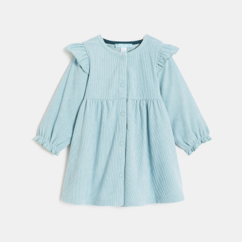 Robe en velours côtelé bleu bébé fille