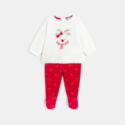 Pyjama en velours rouge bébé fille