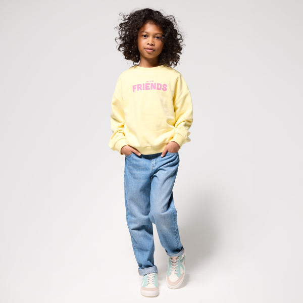 Sweat col Claudine amovible fille jaune Sweat col Claudine amovible fille jaune