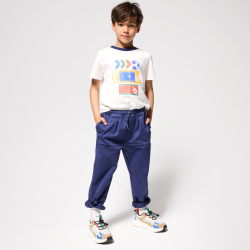 بنطلون )سروال( للفتيان، بقصّة تشينو، باللون الأزرق الداكن دون نقوش