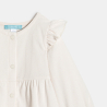 فستان من المخمل المُضلع، باللون البيج للفتيات الصغيرات فستان من المخمل المُضلع، باللون البيج للفتيات الصغيرات
