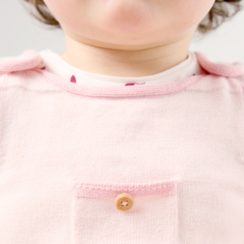 سالوبيت طويل من قماش تريكو وبودي زهري، وردي اللون، للفتاة الصغيرة