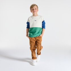 Sweat-shirt colorblock en molleton vert Garçon