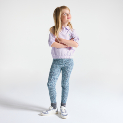 Sweat-shirt col polo manches courtes mauve Fille