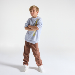 Pantalon large surpiqué marron garçon