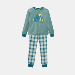 Pyjama en velours garçon vert