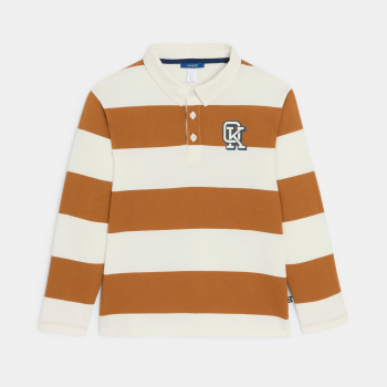 T-shirt rugby à rayures marron Garçon