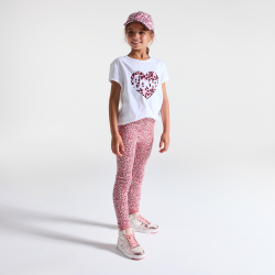 ليجنز طويل عليه رسم الفهد من الجيرسيه، بني اللون، للفتيات