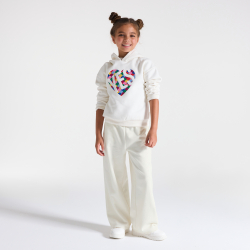 Jogging en molleton uni coupe large blanc Fille