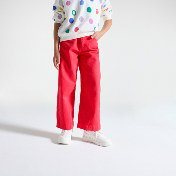 بنطلون قماشي أحمر اللون للفتيات