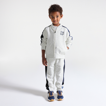 Sweat-shirt en molleton bicolore gris Garçon