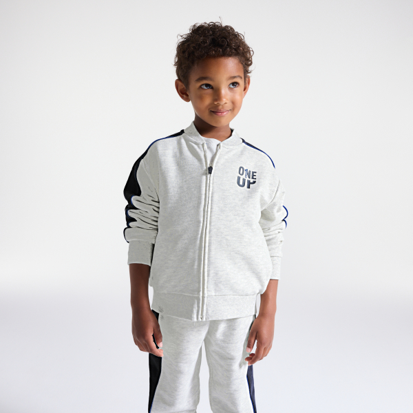 Sweat-shirt en molleton bicolore gris Garçon Sweat-shirt en molleton bicolore gris Garçon