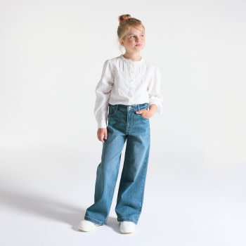 Jean large délavé bleu Fille