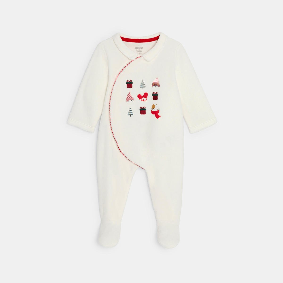 بدلة نوم مخملية، باللون الأبيض وعليها طبعة احتفالات، للأطفال الصغار من الجنسين بدلة نوم مخملية، باللون الأبيض وعليها طبعة احتفالات، للأطفال الصغار من الجنسين