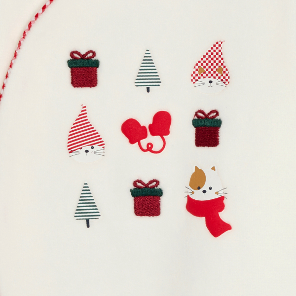 بدلة نوم مخملية، باللون الأبيض وعليها طبعة احتفالات، للأطفال الصغار من الجنسين بدلة نوم مخملية، باللون الأبيض وعليها طبعة احتفالات، للأطفال الصغار من الجنسين