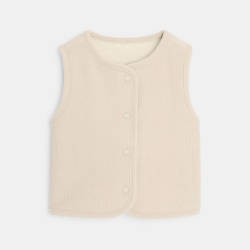 Gilet sans manches réversible velours doublé beige bébé fille