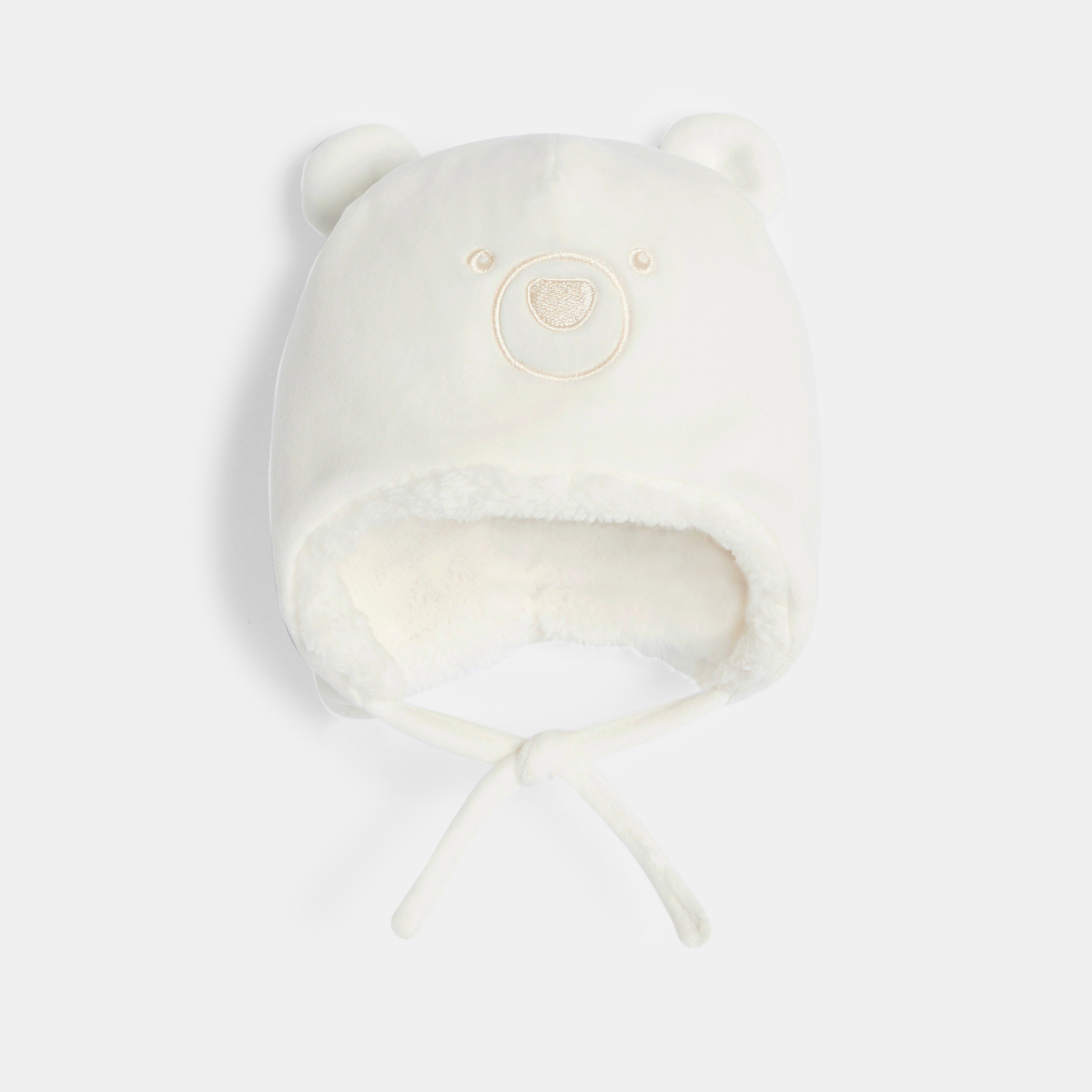 قبعة طراز بيرو صوف مبطنة عليها صور دب، للفتاة الصغيرة، اللون أبيض قبعة طراز بيرو صوف مبطنة عليها صور دب، للفتاة الصغيرة، اللون أبيض