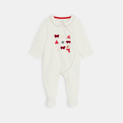 Dors-bien velours animaux blanc bébé fille