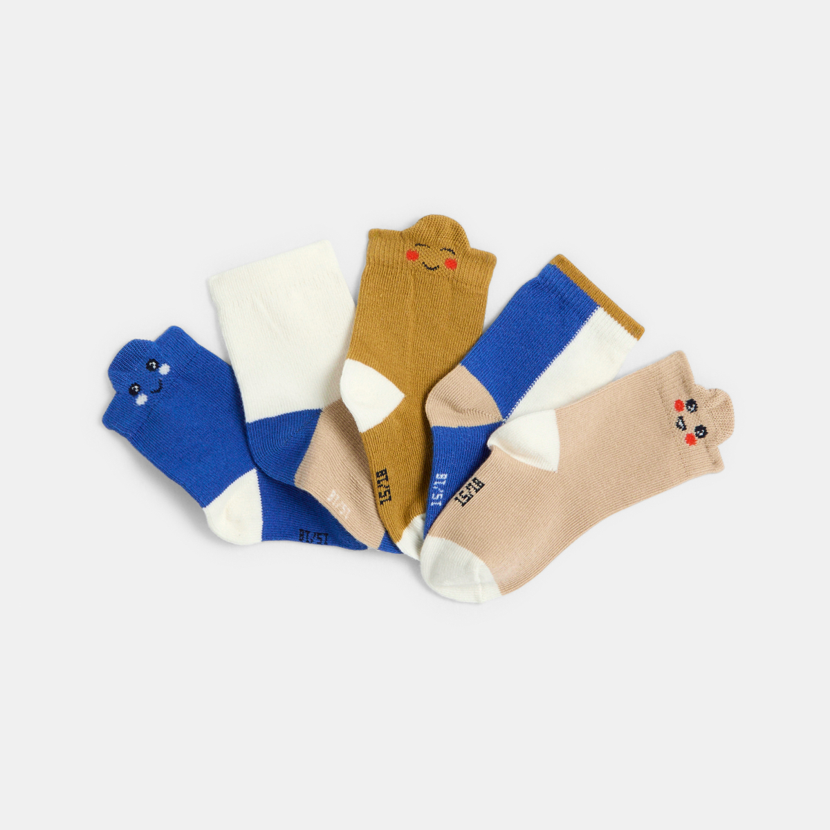 Chaussettes émotions bleu bébé garçon (lot de 5) Chaussettes émotions bleu bébé garçon (lot de 5)