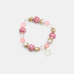 Bracelet de perles roses à motif léopard fille