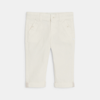 بنطال أنيق من القطن الفاخر، باللون الأبيض للأولاد الصغار