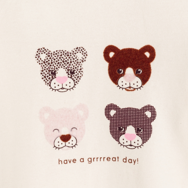 تيشيرت مزين برسوم حيوانات، باللون البيج للفتيات الصغيرات تيشيرت مزين برسوم حيوانات، باللون البيج للفتيات الصغيرات