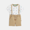 Bermuda à bretelles et t-shirt beige bébé garçon Bermuda à bretelles et t-shirt beige bébé garçon