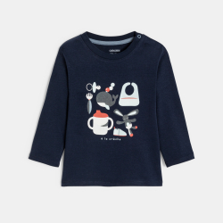 T-shirt manches longues crèche bleu marine bébé garçon