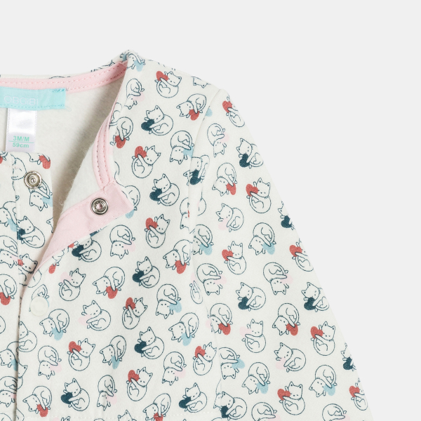 بدلة مزينة برسمة قط، باللون البيج، للفتيات الصغيرات بدلة مزينة برسمة قط، باللون البيج، للفتيات الصغيرات