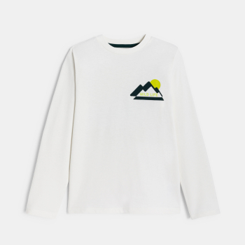 تيشيرت مزين برسوم، باللون الأبيض للفتيان