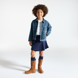 Veste en jean léopard bleu Fille