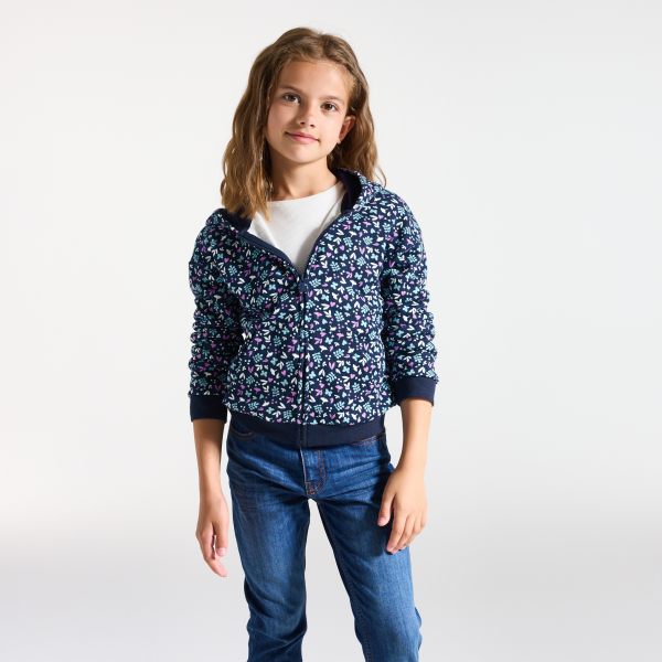 Sweat-shirt à capuche imprimé bleu Fille Sweat-shirt à capuche imprimé bleu Fille