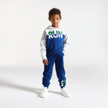 سويت شيرت بغطاء رأس من لونين، باللون الأزرق للأولاد