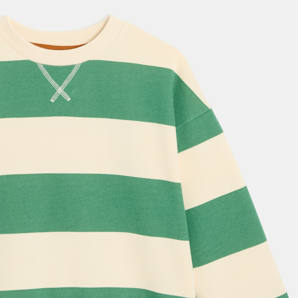 Sweat-shirt rayé vert Garçon Sweat-shirt rayé vert Garçon