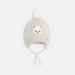 Bonnet maille tricot doublé polaire beige bébé garçon
