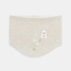 وشاح سنود منسوج من الصوف مبطّن بالفرو الناعم، بلون البيج للأولاد الصغار