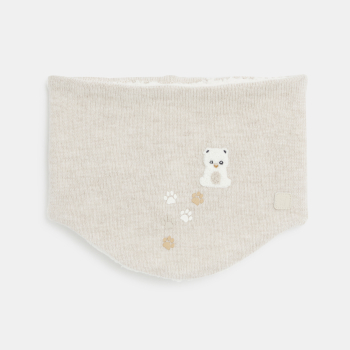 وشاح سنود منسوج من الصوف مبطّن بالفرو الناعم، بلون البيج للأولاد الصغار