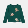 تي شيرت باللون الأخضر، بأكمام طويلة، ومُزين برسمة فراشات، للفتيات تي شيرت باللون الأخضر، بأكمام طويلة، ومُزين برسمة فراشات، للفتيات