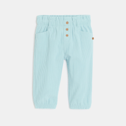 Pantalon velours côtelé taille élastique bleu bébé fille